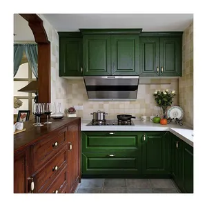 2024 New European Kitchen Upgrade Timber Cabinets Wood Kitchen Cabinet for Bungalow Project