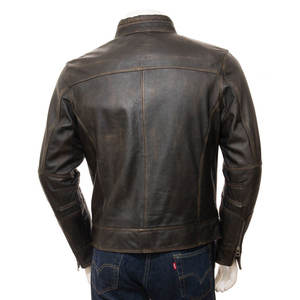 Chaqueta de Motero Personalizable para Hombre, de Cuero Vacuno Vintage, Transpirable, Impermeable, Resistente al Viento, Estilo Urbano, Hecha en Sialkot, Pakistán - Product Image 2