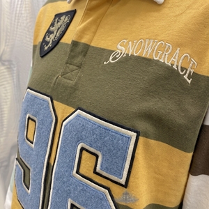เสื้อรักบี้ Snowgrace แบบยูนิเซ็กซ์ แขนยาว ลายทาง หมายเลข 96 ปักโลโก้ คอปกพับได้ ทรงปกติ สำหรับผู้ใหญ่ - Product Image 6