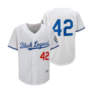 Maillot de baseball rétro pour homme, noir, Legend 42, avec patchs brodés, style hipster, hip hop - Product Image 1