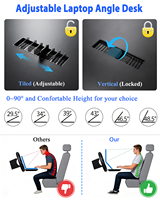 Organisateur 2-en-1 pour volant et espace entre les sièges de voiture, support d'ordinateur portable en PVC avec porte-téléphone, porte-gobelet et compartiments de rangement
