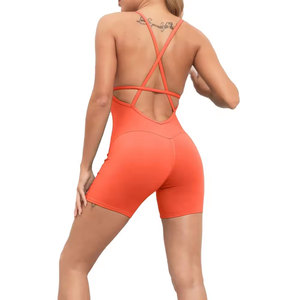 Combinaison moulante sans manches taille haute unie pour femme, effet ventre plat, idéale yoga, longueur au-dessus du genou - Product Image 3