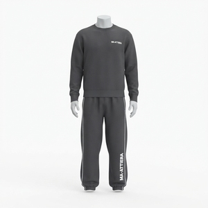 Conjunto de Sudadera con Cuello Redondo Texturizado y Pantalones Jogger para Hombre, Color Gris, Ropa Casual Urbana, Ropa a Juego con Logotipo Personalizado - Product Image 3