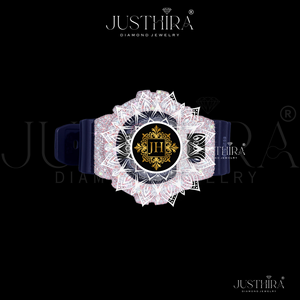 Montre pour femme fabriquée en Inde, élégante, en quartz, avec diamants en moissanite, bracelet en acier inoxydable, cristal saphir, pierres brillantes - Product Image 2