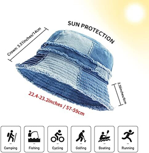 ผลิตหมวกบักเก็ตยีนส์เดนิม หมวกบักเก็ตสำหรับกิจกรรมกลางแจ้ง สีสันตามสั่ง หมวกบักเก็ตผ้าฝ้าย 100% หมวกบักเก็ตสไตล์โดดเด่น - Product Image 5