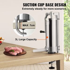 Insaccatrice Verticale per Salsicce in Acciaio Inox 304, Capacità 5LBS/3L, 3 Tubi di Insaccatura, Macchina per Riempire Salsicce per Uso Domestico - Product Image 2