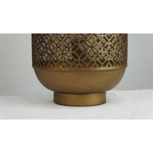 Cylinder <b>Brass</b> <b>Lantern</b> with Geometric Cutout Design for Home Decoration Heat Resistant - Product Image 2