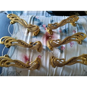มือจับประตูทองเหลืองโบราณลายตกแต่งสำหรับตู้เฟอร์นิเจอร์ตกแต่งบ้าน - Product Image 5