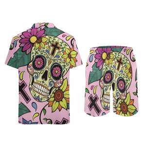 Ensemble de vêtements de plage hawaïen pour hommes, chemise à fleurs à manches courtes ample et short décontracté, ensemble deux pièces pour hommes, chemises de plage - Product Image 4