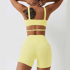 Ensemble de yoga pour femmes le plus vendu, haute qualité, vente en gros, 2 pièces, Spandex/Nylon, antistatique, logo personnalisable sur le devant, pour adultes - Product Image 3