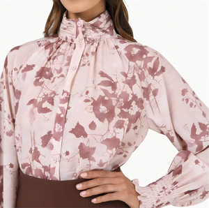 Camisa sencilla de manga corta con cuello redondo y estampado floral retro para mujer para primavera/verano - Product Image 5