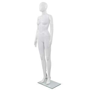 Mannequin féminin blanc brillant avec corps entier et base en verre 68,9 pouces - Product Image 1