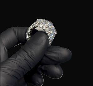 แหวนฮิปฮอปผู้ชาย RB GEMS ออกแบบเอง เพชรโมอิสซาไนต์ VVS เงินแท้ S925 แหวนเพชรโมอิสซาไนต์ VVS สำหรับงานปาร์ตี้ - Product Image 2