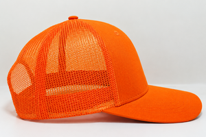 หมวกแก๊ปตาข่ายสีส้มนีออนคุณภาพสูงขายส่ง ปักโลโก้ตามสั่ง หมวกทรง Trucker ระบายอากาศได้ดี 6 แผง สำหรับผู้ชายและผู้หญิง - Product Image 3