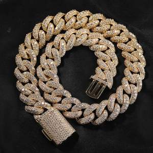 Cadena de eslabones cubanos Miami de plata 925 con moissanita engastada de corte redondo, joyería fina de moda hip hop para hombre, ideal para fiestas. - Product Image 6