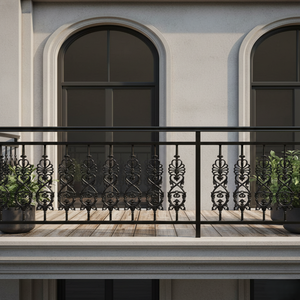 Cast Iron Modern <b>Frameless</b> Balcony Grill Sand Moulding Super Shot Blast Surface Rust Resistant UV Protected Architectural Balaji - Product Image 1