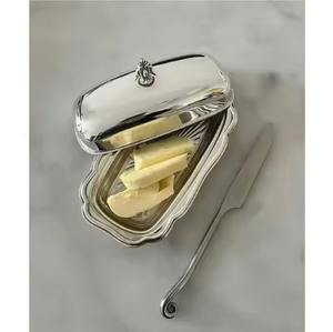 Plato de metal para servir mantequilla con tapa, contenedor para mantequilla para la encimera de la cocina, mesa de comedor, uso en el desayuno. - Product Image 5