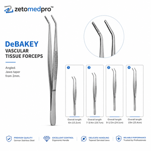 Pince à tissus vasculaires DeBAKEY à mâchoires angulées coniques de 2 mm ZETOMEDPRO - Product Image 6