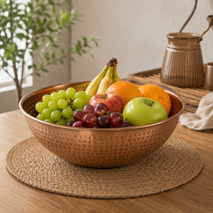 Bol en cuivre pur martelé à la main, bol de service et de mélange pour la cuisine, bol décoratif en métal, vaisselle en cuivre faite à la main, fournisseur en gros - Product Image 2