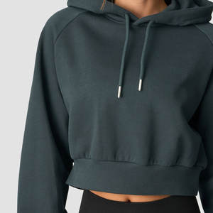 เสื้อฮู้ดกำมะหยี่แขนยาวพองๆ สไตล์สตรีทแวร์สำหรับผู้หญิง ใส่ได้ในฤดูหนาว มีโลโก้ด้านหน้า ผลิตจากผ้าฝ้าย 100% - Product Image 3