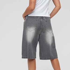 Acid Wash Denim Jorts Unisex Streetwear Baggy Fit Vintage Cotton OEM Jean <b>Shorts</b> Supplier - Product Image 2