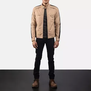 Vestes en cuir de vachette pour hommes de haute qualité à prix abordable, design personnalisé, col montant, manches longues, fermeture éclair. - Product Image 6