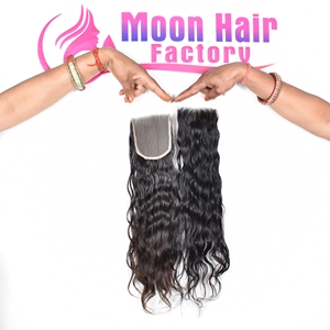 Cierre de cabello virgen vietnamita natural negro, ondulado profundo, con encaje transparente HD 4x4, suave - Product Image 3