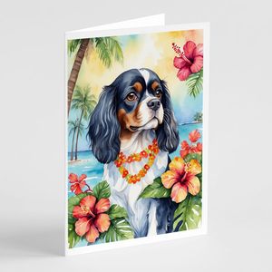 Cavalier Spaniel Luau Whimsical A7 Tarjetas de felicitación Paquete de 8 tarjetas de nota en blanco con sobres Tamaño 5x7 - Product Image 1