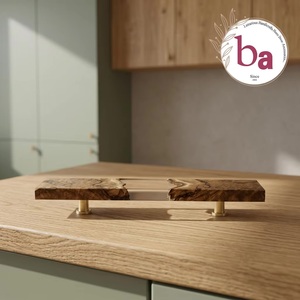 Ba Modern Industrial Design Wooden Bar Cabinet Handle with Resin Inlay Eco-Friendly & Multi-Function for Kitchen Drawer Pulls - Product Image 5
