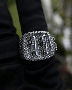 VVS Moissanite Baguette Diamond Custom Iced Out <b>Ring</b> 925 Sterling Silver Name <b>Ring</b> Hip Hop <b>Mens</b> Statement Jewelry - Product Image 5