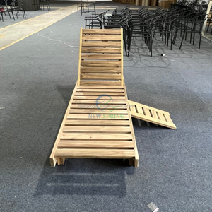 NOUVEAU CHAISE LONGUE DE PLAGE MODERNE EN BOIS MASSIF PLIABLE POUR L'AMÉNAGEMENT EXTÉRIEUR HÔTEL VILLA PATIO SALON COULEUR PERSONNALISÉE - Product Image 2