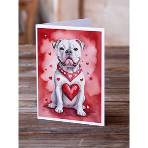 Whimsical American Bulldog My Valentine Tarjetas de felicitación Paquete de 8 tarjetas de notas en blanco con sobres A7 Tamaño 5x7 - Product Image 2