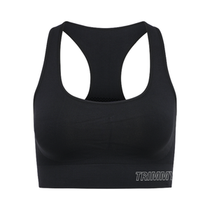 Soutien-gorge de sport TRIMMY pour filles, noir, sans coutures, maintien élevé, respirant, écologique, séchage rapide, logo avant, pour entraînement, yoga, gym - Product Image 1