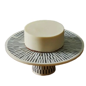 Incrustation d'os classique plateau d'affichage de gâteau brillant plaque d'incrustation de nacre faite à la main pour le service de dessert et la décoration de la maison Premium - Product Image 1