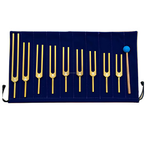 Ensemble de diapasons chakra Solfeggio dorés 9 pièces en alliage d'aluminium pour méditation sonore et relaxation, fournisseur en gros - Product Image 1