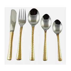 New Arrival <b>Gold</b>-Toned Mirror Polish Hammered Handle Stainless Steel <b>Cutlery</b> <b>Set</b> Dinnerware Kitchenware Use Wedding Party Decor - Product Image 6