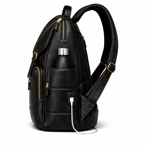 Multi-Purpose Leather <b>Backpack</b> for School, Office and Travel with Organized Compartments and Durable Material - Product Image 4