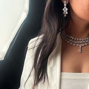 Esha Triple Layered Designer Necklace Set-Gold Plated Zirconia & Pearl Wedding Jewelry Set - Product Image 1