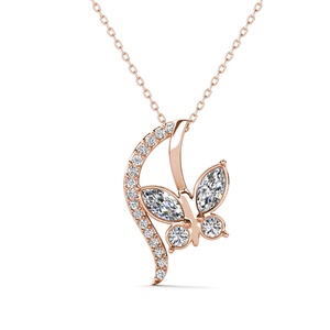 Joli pendentif papillon orné de cristaux <span class=keywords><strong>Swarovski</strong></span> Bijoux hypoallergéniques <span class=keywords><strong>Collier</strong></span> Daisini plaqué or 18 carats pour femme - Product Image 6