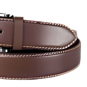Cinturón de Cuero Color Borgoña con Borde de Pluma para Hombre, Calidad Premium, Elegante, Duradero, Ajustable, Accesorio de Moda para Uso Diario - Product Image 5