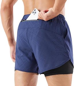 Custom Logo Men's Double <b>Layer</b> Blank Sports Athletic Workout Running Gym Shorts With Liner Breathable 2 In 1 Activewear Shorts - Product Image 5