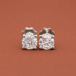 Brilliant Round Cut Moissanite Diamond Solitaire <b>Studs</b> in 925 <b>Sterling</b> <b>Silver</b> - Product Image 1