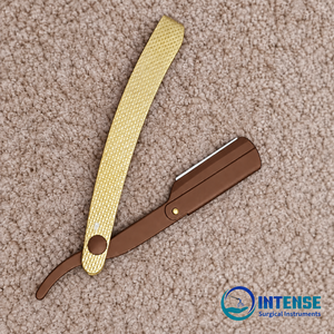 Rasoir de barbier professionnel avec manche doré et boîte de 100 demi-lames pour hommes - Product Image 6