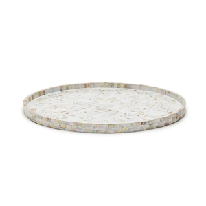 Mather Of Pearl <b>Round</b> Serving <b>Tray</b> | Handmade Decorative <b>Tray</b> - Product Image 2