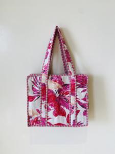 Sac fourre-tout bohème réversible fait main, écologique, grand format, en coton matelassé, motif floral multicolore, logo personnalisé, robuste, été/hiver - Product Image 5