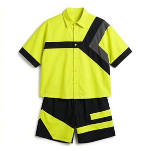 Conjunto de Camisa y Pantalones Cortos de Verano para Hombre, Diseño Geométrico, Estilo Urbano, Listo para Enviar, Logotipo Personalizado, OEM, ODM, Marca Privada - Product Image 1