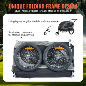 Remolque de Bicicleta 2 en 1 para Perros, Soporta hasta 88 Libras, Fácil de Plegar, con Liberación Rápida, Carrito para 1 Mascota - Product Image 6