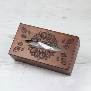 Classic Walnut Wood <b>Tissue</b> Holder Stand Home Living Room Premium Durable <b>Paper</b> Storage Box Napkin Holders Dinner Table Hs - Product Image 4