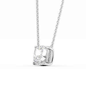 Collar con colgante solitario de diamante talla cojín con halo oculto, chapado en oro, plata de ley 925, joyería para fiesta nupcial - Product Image 2