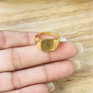 Luxury Style Signet <b>Ring</b> Minimalist Brass <b>Ring</b> For Men's 18k Gold Plated Square Geometric Band Wholesale <b>Statement</b> Modern <b>Ring</b> - Product Image 2